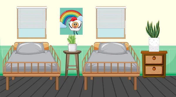 Dormitorio Los Niños Con Muchos Muebles Ilustración — Archivo Imágenes Vectoriales