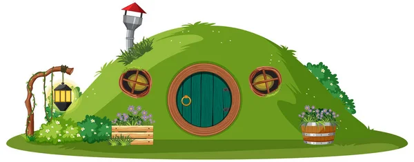 Hobbit Maison Isolée Sur Fond Blanc Illustration — Image vectorielle