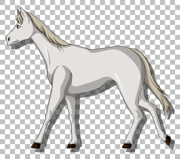 Caballo Blanco Sobre Cuadrícula Ilustración Fondo — Vector de stock