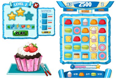 Elementlerin resimlendirildiği bir oyun arkaplan şablonu