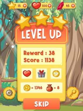 Elementlerin resimlendirildiği bir oyun arkaplan şablonu