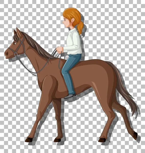 Γυναίκα Ιππασία Ένα Άλογο Απομονωμένη Εικόνα — Διανυσματικό Αρχείο