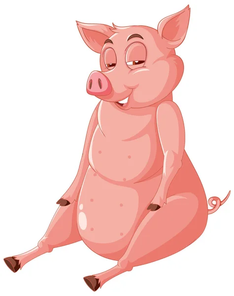 Cochon Endormi Assis Sur Deux Jambes Illustration — Image vectorielle