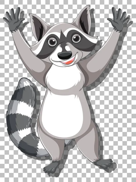 Raccoon Raising Hands Cartoon Character Illustration — Stock Vector