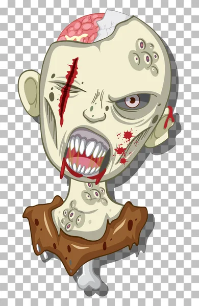 Flippant Zombie Tête Sur Grille Illustration Fond — Image vectorielle