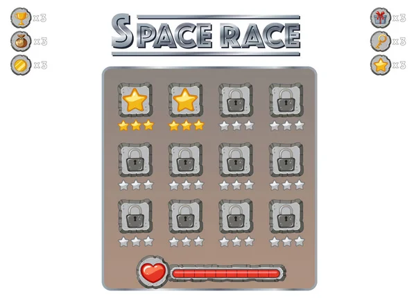 Game Element Template Design Set Illustration — ストックベクタ