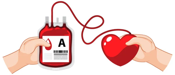 Hand Holding Blood Bag Type Donation Illustration — ストックベクタ