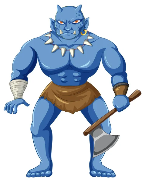 Orc Holding Cartoon Character Illustration — Stock vektor