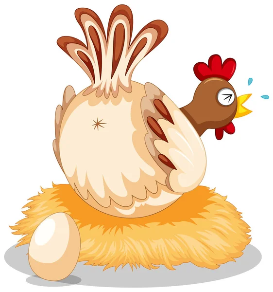 Χαριτωμένο Κοτόπουλο Που Γεννούν Αυγά Εικόνα — Διανυσματικό Αρχείο