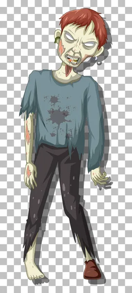 Illustration Personnage Dessin Animé Zombie Effrayant — Image vectorielle