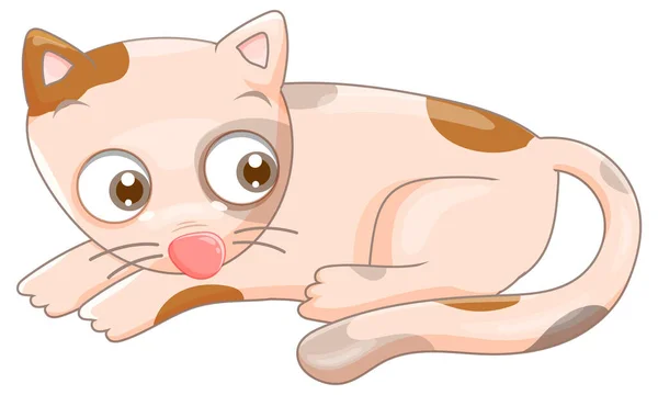 White Cat Laying Cartoon Animal Illustration — Stock Vector