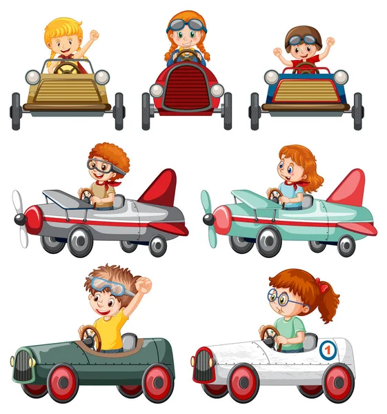 Conjunto Diferentes Niños Ilustración Del Juguete Del Coche — Archivo Imágenes Vectoriales