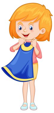 Elbise çizmeye çalışan tatlı bir kız.