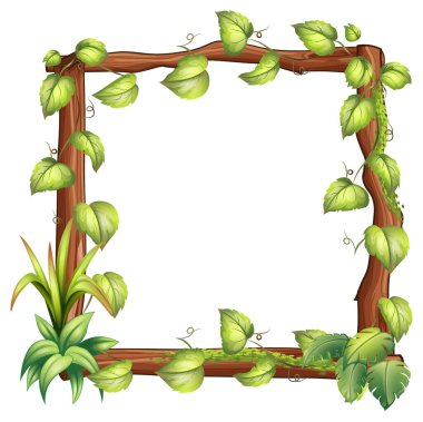 Liana ağaç dalları ve yapraklarının çerçevesi