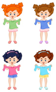 Kumaş çizimi seçen bir kız grubu