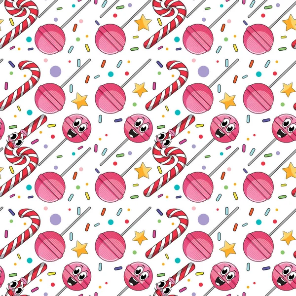 Sweet Candy Lollipop Seamless Pattern Illustration — Διανυσματικό Αρχείο