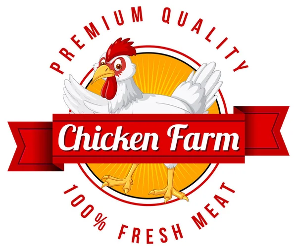 Chicken Farm Banner White Chicken Cartoon Character Illustration — Stock Vector