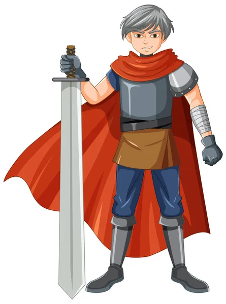 Ein Ritter Cartoon Figur Auf Weißem Hintergrund Illustration — Stockvektor