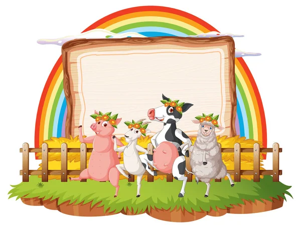 Empty Banner Template Farm Animals Illustration — Archivo Imágenes Vectoriales