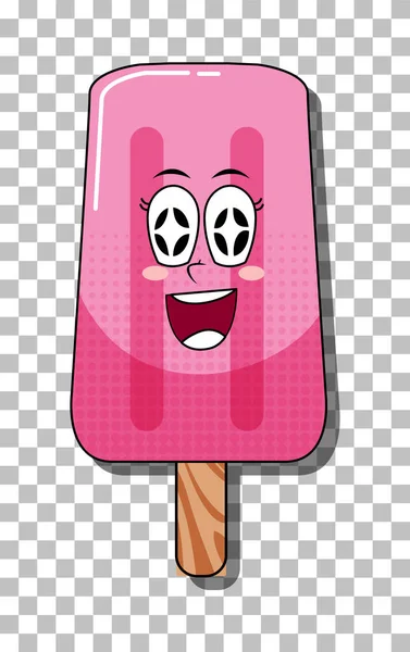 Pink Ice Cream Cartoon Character Isolated Illustration — Archivo Imágenes Vectoriales