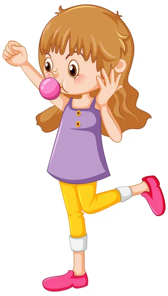 Cute Girl Bubble Gum Illustration — Stock vektor