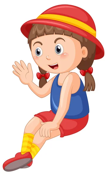Girl Wearing Red Hat Isolated Illustration — ストックベクタ