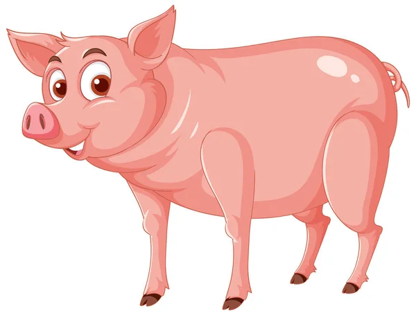 Happy Pig Cartoon Character Illustration — Vetor de Stock