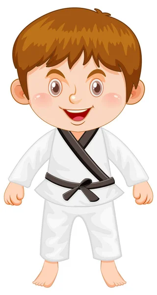 Boy Taekwondo Uniform Illustration — Archivo Imágenes Vectoriales