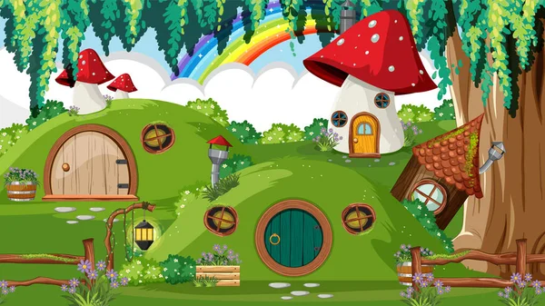 Hobbit Huis Het Bos Illustratie — Stockvector