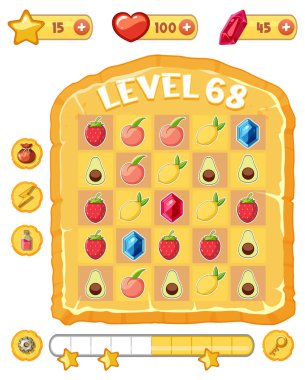 Elementlerin resimlendirildiği bir oyun arkaplan şablonu