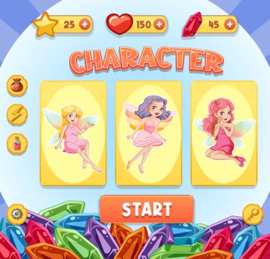 Elementlerin resimlendirildiği bir oyun arkaplan şablonu