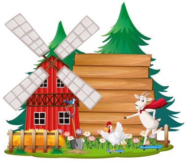 Empty banner template with farm animals illustration