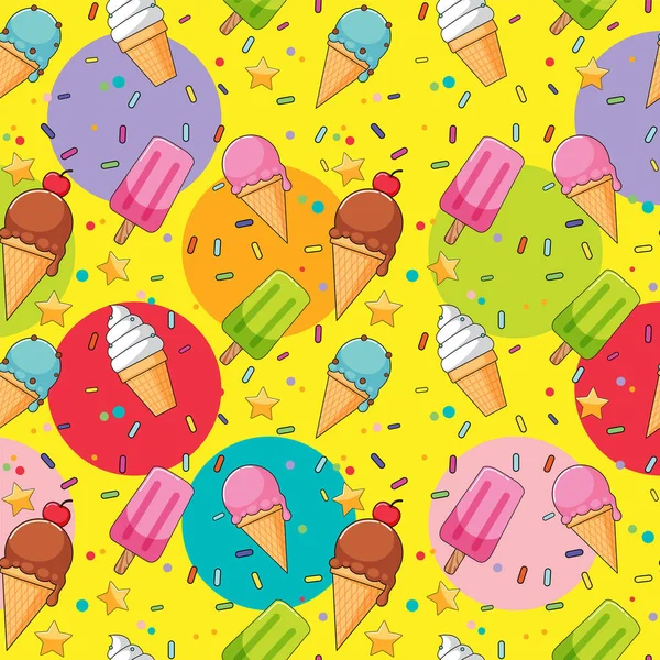 Sweet Ice Cream Seamless Pattern Illustration — ストックベクタ