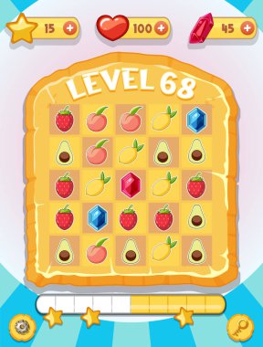 Elementlerin resimlendirildiği bir oyun arkaplan şablonu