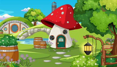 Orman fantazisi büyülü orman arkaplan çizimi