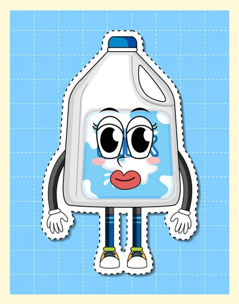 Milk Cartoon Character Grid Background Illustration — 스톡 벡터