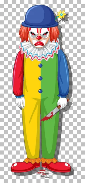 Illustrazione Del Personaggio Dei Cartoni Animati Clown Spaventoso — Vettoriale Stock
