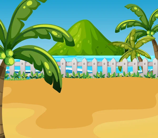 Outdoor beach landscape scene illustration