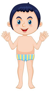 Mayo giyen çocuk çizgi film karakteri çizimi