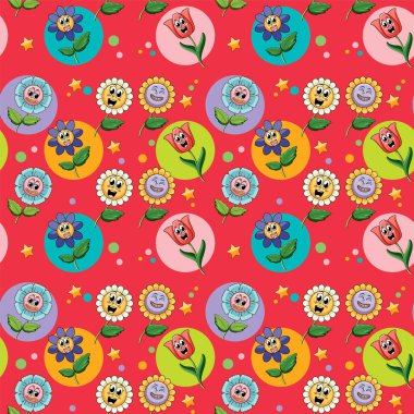 Cute flowers seamless pattern illustration