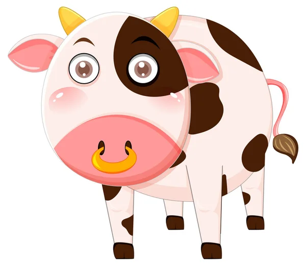 Cute Cow Cartoon Character Illustration — ストックベクタ