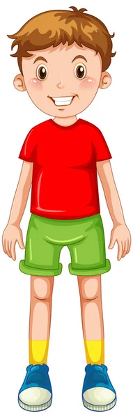 Boy Wearing Red Shirt Cartoon Illustration — Stok Vektör