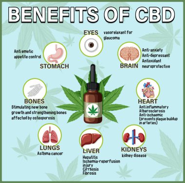 Fiziksel sağlık diyagramı illüstrasyonu için CBD 'nin faydaları