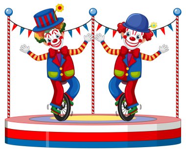 Beyaz arkaplanda palyaço gösterisi