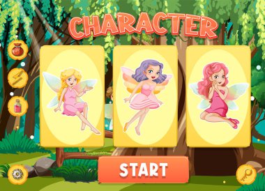 Elementlerin resimlendirildiği bir oyun arkaplan şablonu