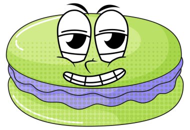 Mutlu yüzlü yeşil badem kurabiyesi.