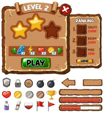 Oyun ögesi şablon tasarımı çizimi çizimi