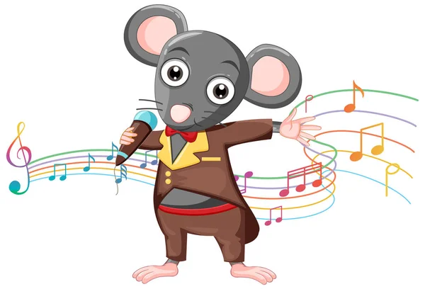 Rat Singer Cartoon Character White Background Illustration — Vetor de Stock