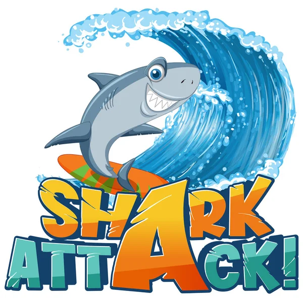 Design Del Carattere Parole Shark Attack Illustration — Vettoriale Stock