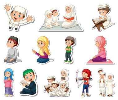 İslami semboller ve çizgi film karakterlerinin çizimleri.